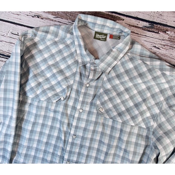 Howler Brothers Other - Howler Bros Men's XL Pearl Snap‎ Blue Plaid Long Sleeve Shirt Vented Fishing